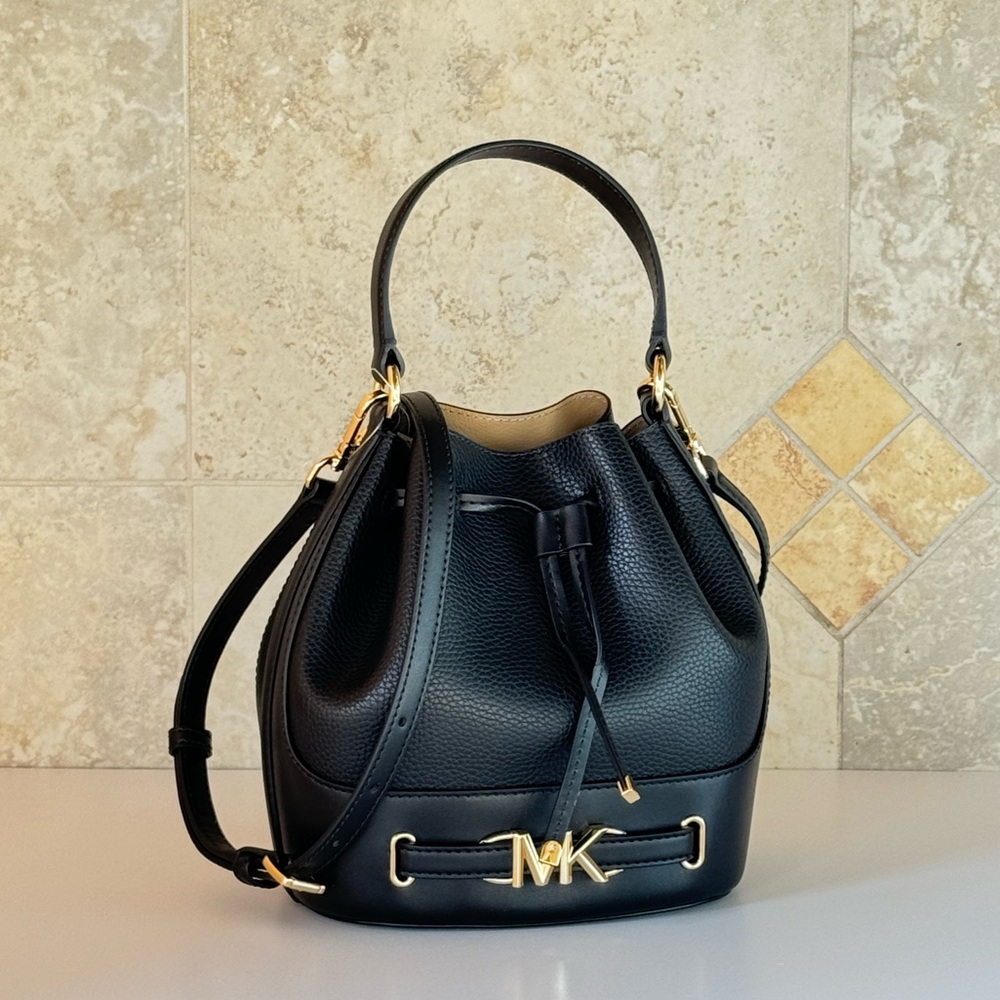 Micharl Kors Reed Medium Bucket Shoulder Crossbody Bag Black - Picture 13 of 14